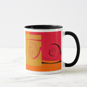 Roze, oranje, geel, zwart, achterste deco Mok
