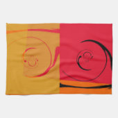  Roze, oranje, geel, zwart, achterste deco Theedoek (Horizontaal)