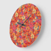 Roze, Oranje, gele blaasjes met ronde wandklok (Hoek)