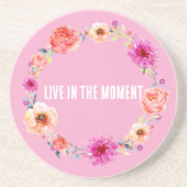  roze Oranje gele bloemen Zandsteen Onderzetter (Voorkant)