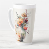 Roze Oranje Gele Bloempot #11 Latte Mok (Linkerhoek)