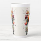Roze Oranje Gele Bloempot #11 Latte Mok (Voorkant)