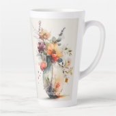Roze Oranje Gele Bloempot #11 Latte Mok (Rechts)