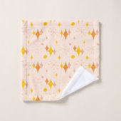 Roze, Oranje, gele Starburst Mid Century Patroon Bad Handdoek (Wasdoekje)
