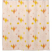 Roze, Oranje, gele Starburst Mid Century Patroon Douchegordijn (Voorkant)