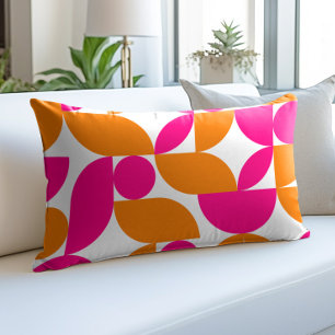 Roze Oranje Geometrisch Mid Century Patroon Accent Kussen