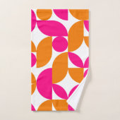 Roze Oranje geometrische Mid Century Pattern Bad Handdoek (Handdoek)
