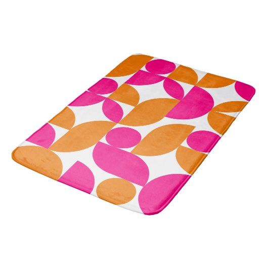 Roze Oranje geometrische Mid Century Pattern Badmat (Gekanteld)