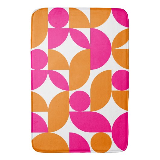 Roze Oranje geometrische Mid Century Pattern Badmat (Voorkant Verticaal)