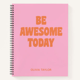 Roze Oranje Gepersonaliseerde Naam Inspirerende Ci Notitieboek