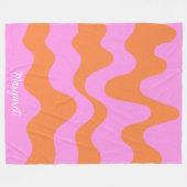 roze & oranje gepersonaliseerde naam monogram fleece deken (Voorkant (Horizontaal))