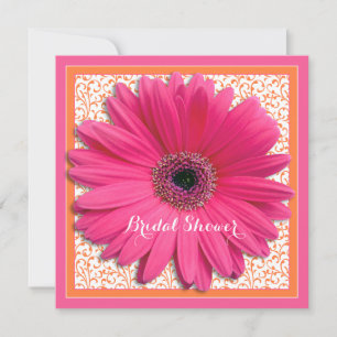 Roze Oranje Gerbera Daisy Bridal Shower Kaart