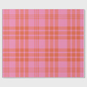 Roze Oranje Geruite Gingham Cadeaupapier (Vlak)