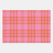 Roze Oranje Geruite Gingham Inpakpapier Vel (Voorkant 2)