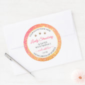 Roze Oranje glitter-witte etiketten met diamanten (Envelop)