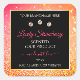 Roze Oranje glitter zwarte etiketten op juwelen