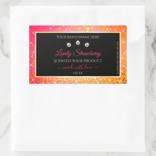 Roze Oranje glitter zwarte etiketten op juwelen (Tas)