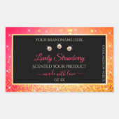 Roze Oranje glitter zwarte etiketten op juwelen (Voorkant)