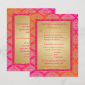 Roze, Oranje, Goud Nep Glitter RSVP Kaart (Voorkant / Achterkant)
