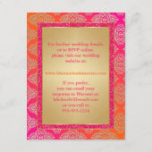 Roze, Oranje, Gouden NEP Glitter RSVP Kaart (Achterkant)