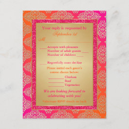 Roze, Oranje, Gouden NEP Glitter RSVP Kaart