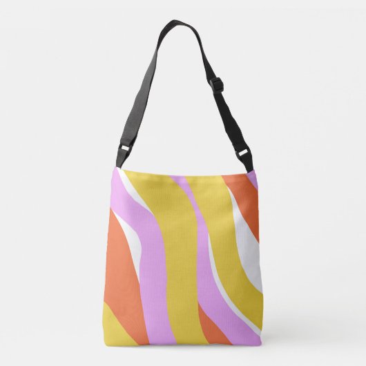 Roze Oranje goudpalen Eenduidige roze Crossbody Tas (Achterkant)