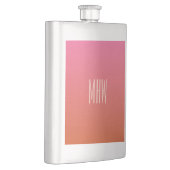 Roze Oranje gradiënt aangepaste monogram kolf Heupfles (Rechts)
