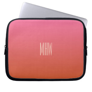 Roze Oranje gradiënt aangepaste monogram laptophoe Laptop Sleeve