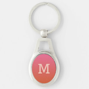 Roze Oranje gradiënt aangepaste monogram sleutelke Sleutelhanger
