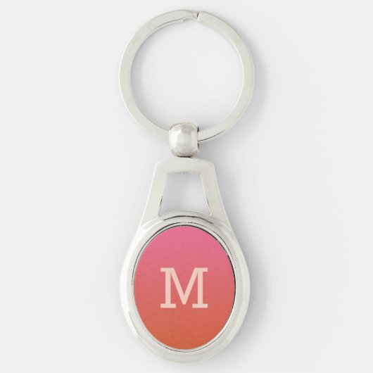 Roze Oranje gradiënt aangepaste monogram sleutelke Sleutelhanger (Voorkant)