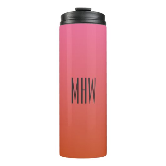 Roze Oranje gradiënt aangepaste monogram tumbler Thermosbeker (Voorkant)