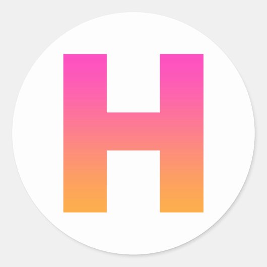 Roze Oranje gradiënt Monogram H Ronde Sticker (Voorkant)