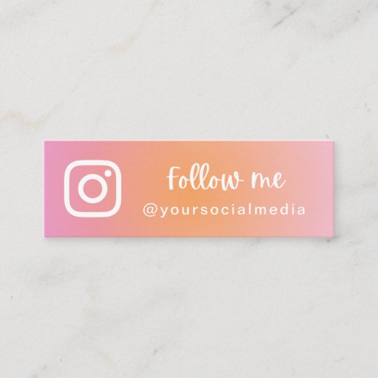 Roze Oranje gradiënt volg Sociale Media QR Code Mini Visitekaartje (Voorkant)