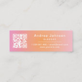 Roze Oranje gradiënt volg Sociale Media QR Code Mini Visitekaartje (Achterkant)