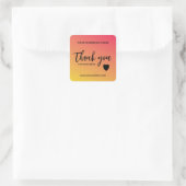Roze Oranje Gradiënt Zakelijke Dank Je Vierkante Sticker (Tas)