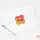 Roze Oranje Gradiënt Zakelijke Dank Je Vierkante Sticker (Envelop)