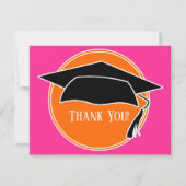 Roze Oranje Graduation Cap Dank je Bedankkaart (Voorkant)