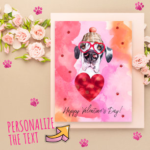 Roze Oranje Great Dane Valentijnsdag Cadeau Hond Feestdagenkaart