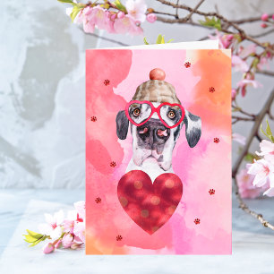 Roze Oranje Great Dane Valentijnsdag Cadeau Hond Kaart