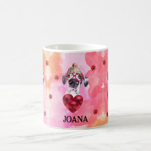 Roze Oranje Great Dane Valentijnsdag Cadeau Hond Koffiemok