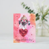Roze Oranje Great Dane Valentijnsdag Gift Dog Feestdagenkaart (Staand voorkant)