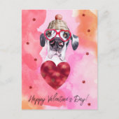 Roze Oranje Great Dane Valentijnsdag Gift Dog Feestdagenkaart (Voorkant)