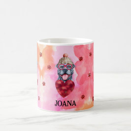 Roze Oranje Grijs Pitbull Valentijnsdag Cadeau Hon Koffiemok