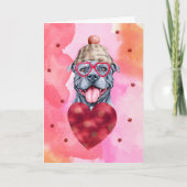 Roze Oranje grijze Valentijnsdag Gift Dog Kaart (Voorkant)