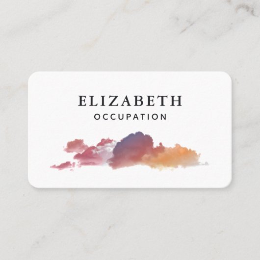 Roze Oranje grijze wolken Minimale Visitekaartje (Voorkant)