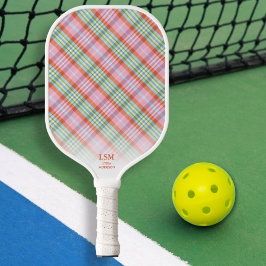 Roze Oranje groen geplakt patroon Aangepaste tekst Pickleball Paddle