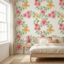Roze Oranje Groene Aquarel Wilde Bloem