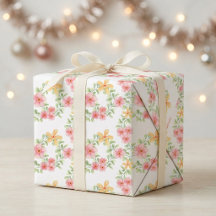 Roze Oranje Groene Wilde Bloem Waterverf