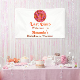 Roze Oranje Groovy Laatste disco Bachelorette Welk Spandoek