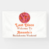 Roze Oranje Groovy Laatste disco Bachelorette Welk Spandoek (Horizontaal)